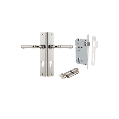 Verona Lever Rectangular Polished Nickel Entrance Kit - Key/Thumb Turn