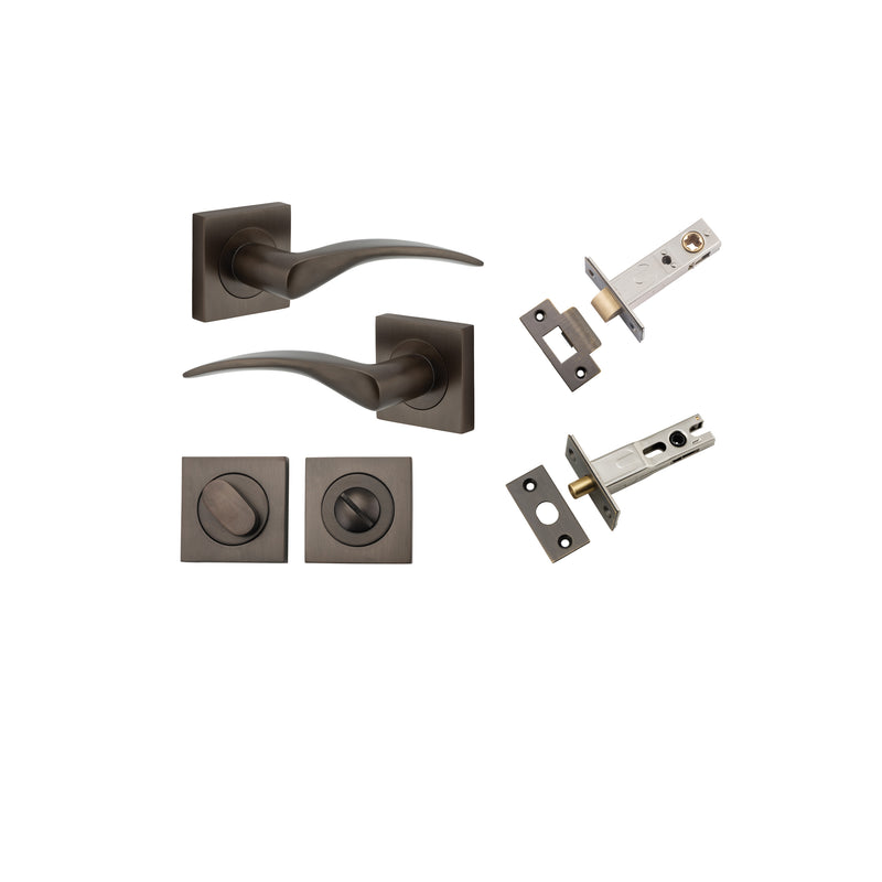 Oxford Lever on Square Rose Signature Brass Privacy Kit