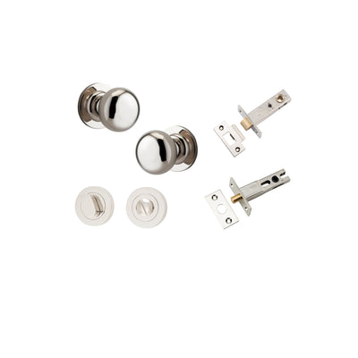 Cambridge Knob on Rose Polished Nickel Privacy Kit