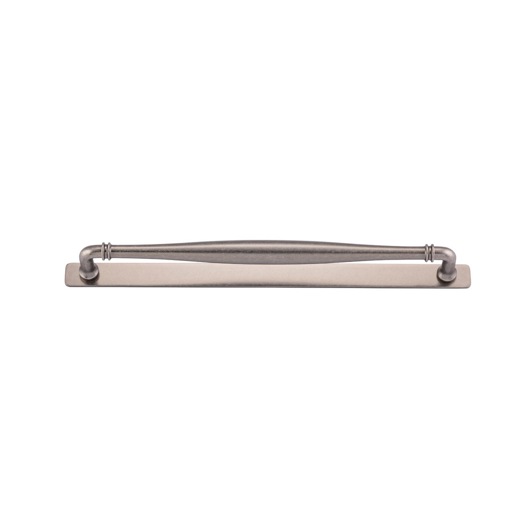 Sarlat Cabinet Pull with Backplate Distressed Nickel CTC 320mm