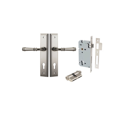 Verona Lever Stepped Satin Nickel Entrance Kit - Key/Key