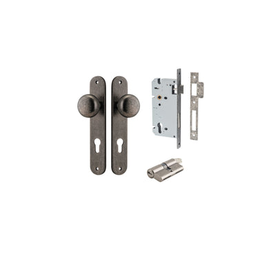 Cambridge Knob Oval Distressed Nickel Entrance Kit - Key/Key