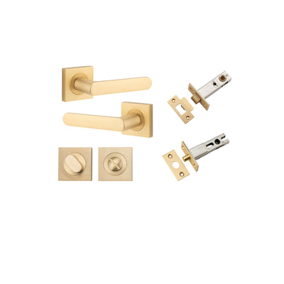 Osaka Lever on Square Rose Brushed Brass Privacy Kit