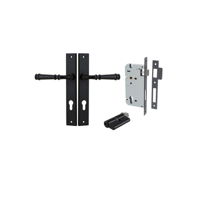 Verona Lever Rectangular Matt Black Entrance Kit - Key/Key