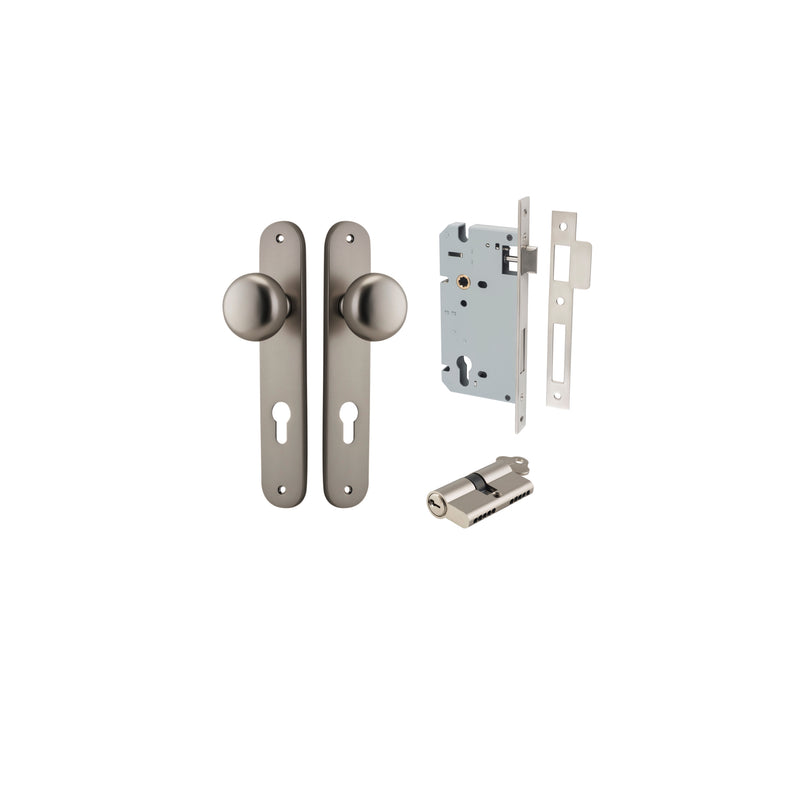 Cambridge Knob Oval Satin Nickel Entrance Kit - Key/Key