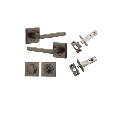 Baltimore Lever on Square Rose Signature Brass Privacy Kit
