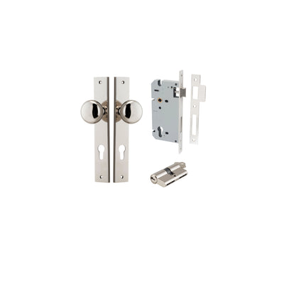 Cambridge Knob Rectangular Polished Nickel Entrance Kit - Key/Key