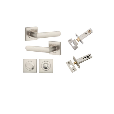 Osaka Lever on Square Rose Satin Nickel Privacy Kit