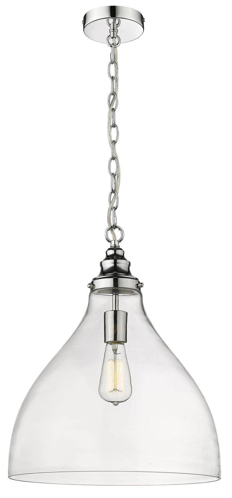 Keys Large 1 Light Pendant Clear Chrome